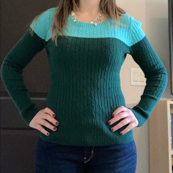 🎉Green & Blue Sweater top Merona XS - Picture 2 of 8